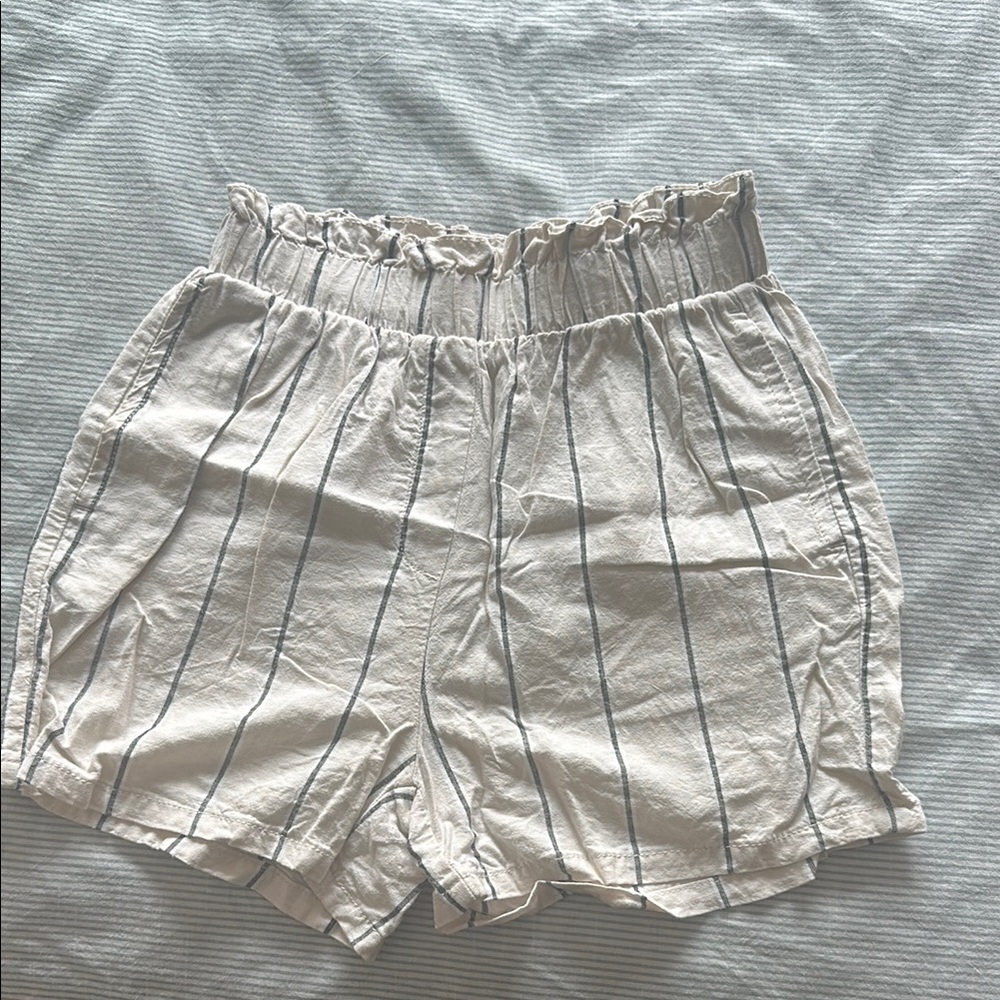 High Waist Striped Tan Women's Shorts